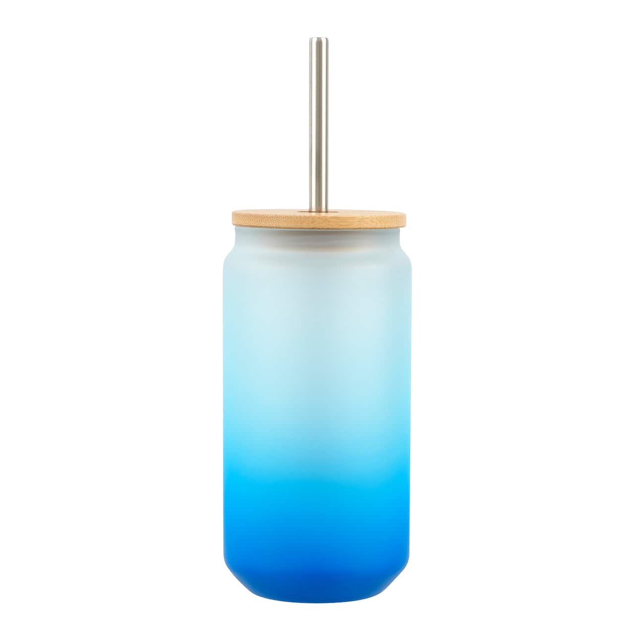 18oz. Frosted Glass Sublimation Tumbler with Bamboo Lid & Straw by Make Market®